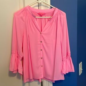 Lilly Pulitzer neon pink blouse, 3/4 sleeve